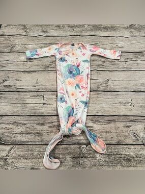 Copper Pearl Watercolor Floral Newborn Knotted Gown Pastel Multicolor Size NB